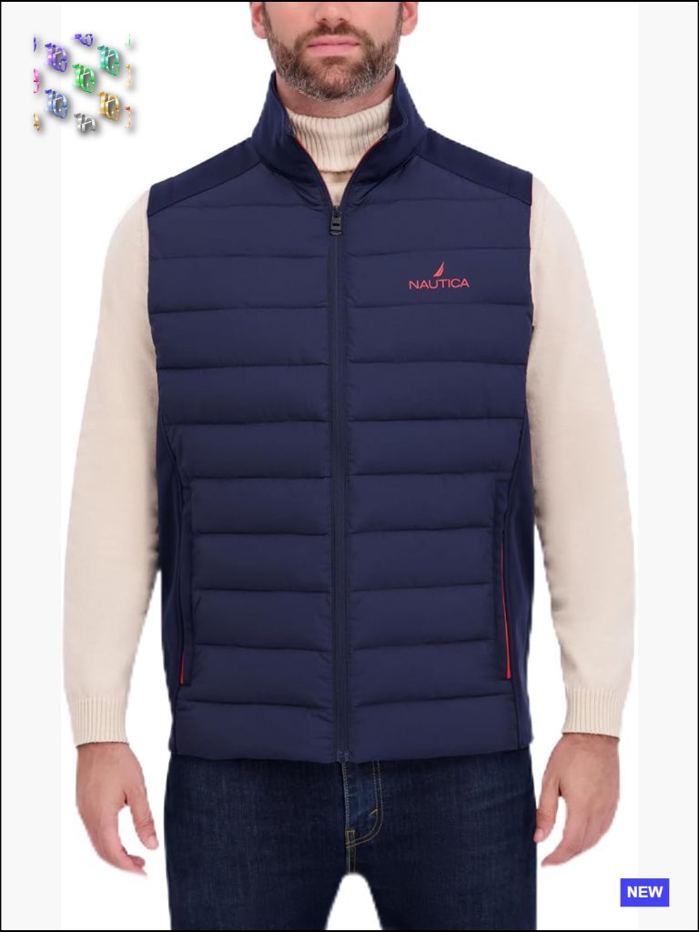 Lightweight Puffer Vest Wind Water Resistant Quilted Insulated Nylon Zip Front